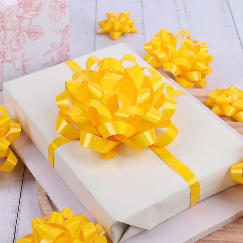 FORBINBO 25 Pcs Gift Bows Assortment - 3 Size Gift Bowsand 1 Crimped Curling Ribbons, Perfect for Christmas, Holiday，Birthdays, Weddings, Baby/Bridal Showers, Party (Yellow) - Image 5